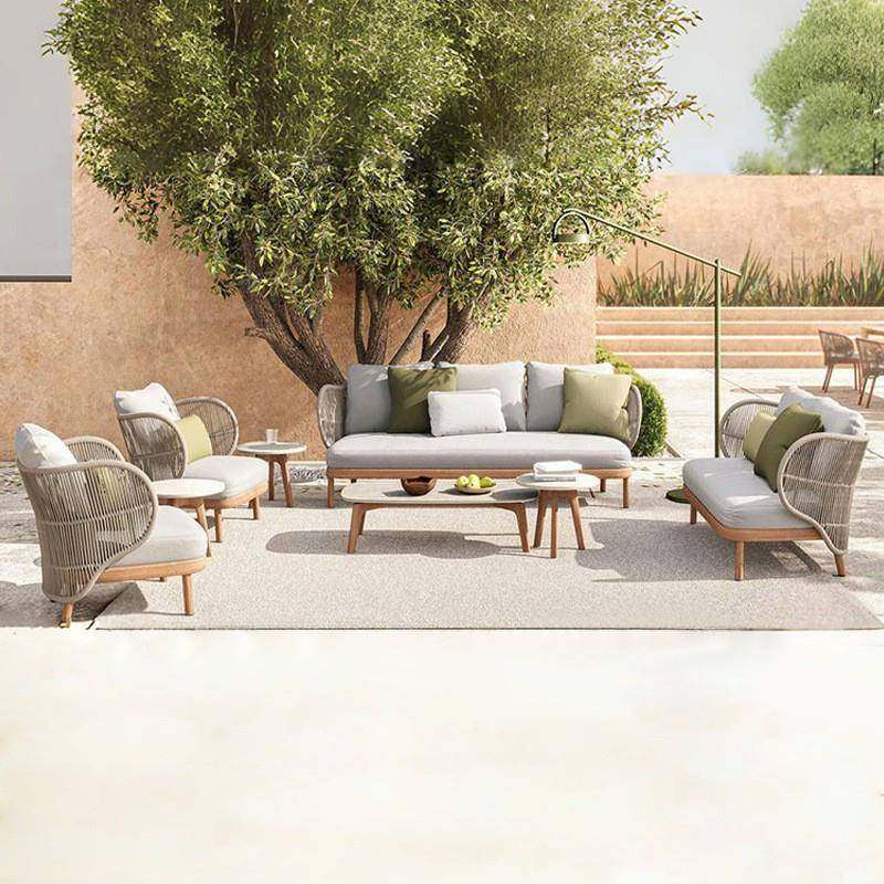 户外沙发铝合金庭院花园休闲绳编组合室外别墅编织防水防晒家具