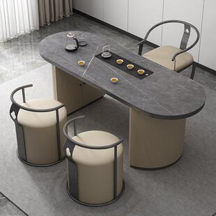 轻奢岩板茶桌椅组合小茶台大理石办公客厅功夫泡茶烧水壶家用一体