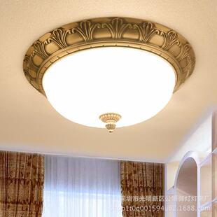 欧式全铜吸顶灯美式餐厅灯阳台灯30CM卧室灯具客厅吸顶灯纯铜灯饰