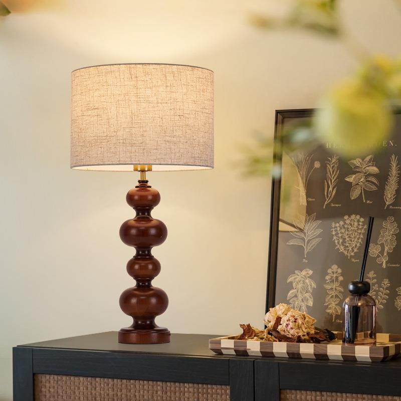 实木台灯新中式落地灯复古客厅卧室床头灯书房沙发钢琴旁温馨氛围