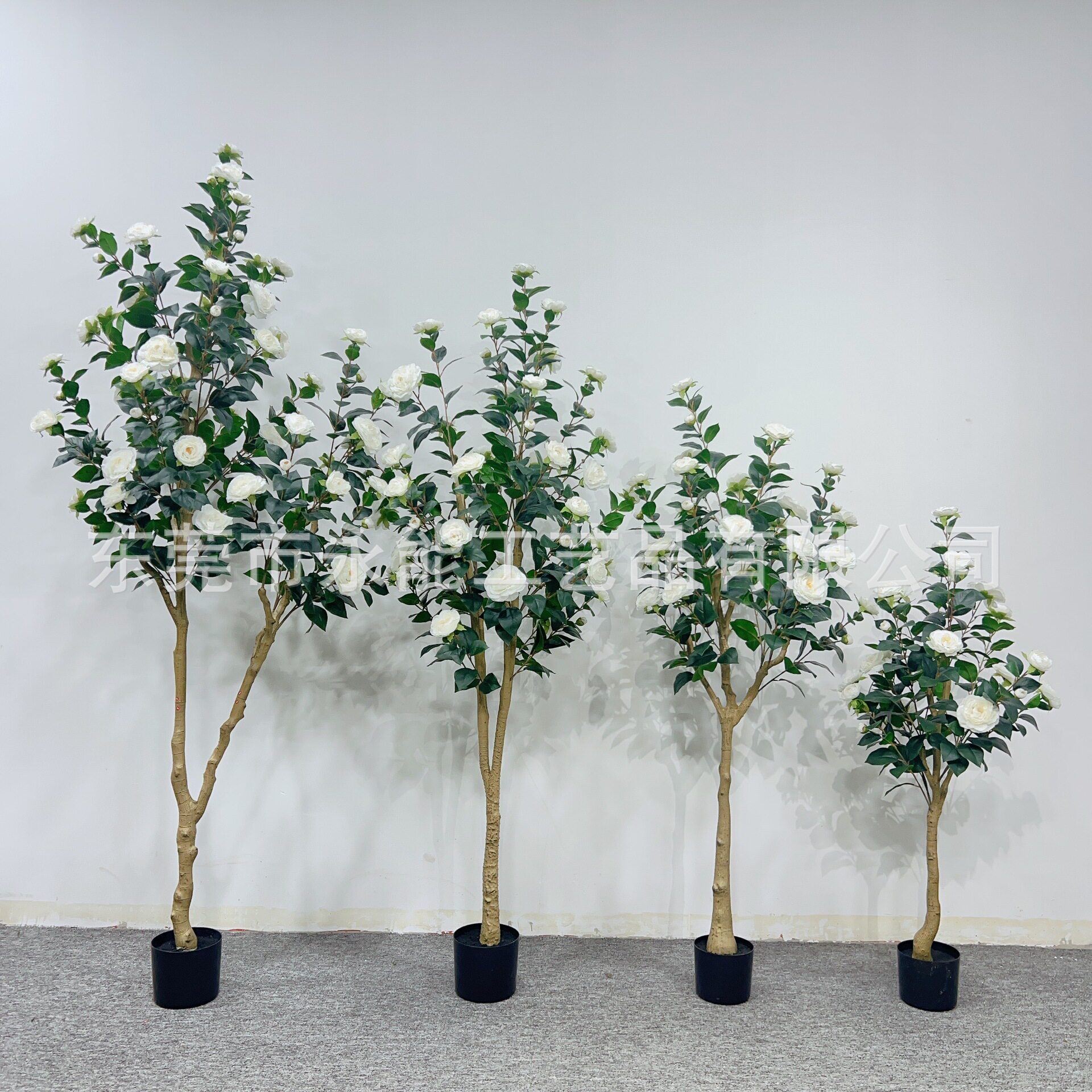 白山茶花树大型落地摆件办公室绿植造景酒店花树免打理装饰