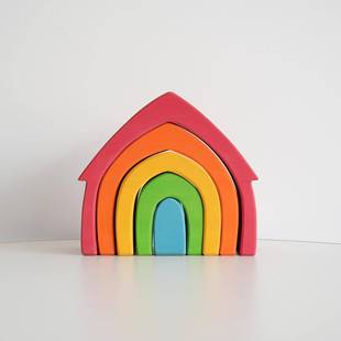 木制蒙氏椴木小房子儿童早教智力益智拼搭装饰摆件积木儿童玩具