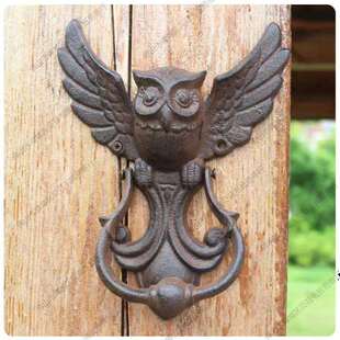 欧式美式工业风铸铁工艺品复古猫头鹰门敲仿古门拉手庭院门把手