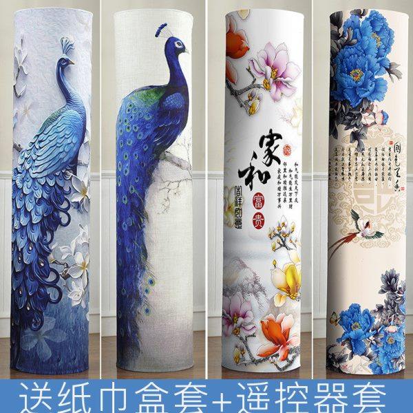 圆柱空调罩新款新中式立式圆柱形柜机3匹开机不取客厅布艺空调罩