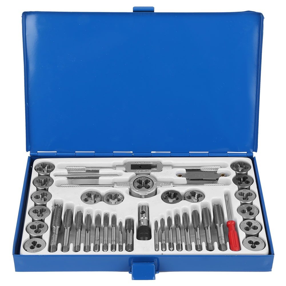 厂家直销40pc件套丝锥板牙组套 手用扳手板牙绞手公制丝攻组合套