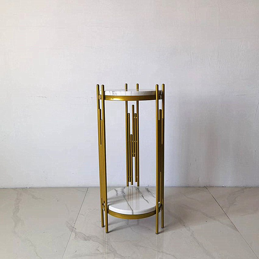 铁艺花架防大理石面木板花架 双层室内架子两层架北欧风铁艺花架