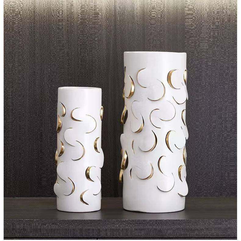 意式轻奢金色圆边陶瓷花瓶创意极简不规则切割镂空花器样板房饰品,纺织面料/辅料/配套,纺织机械配件,淘宝优惠券,粉丝福利购,淘宝优惠卷