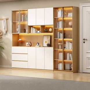 餐边柜靠墙一体到顶储物柜客厅茶水柜家用玄关原木奶油风酒柜