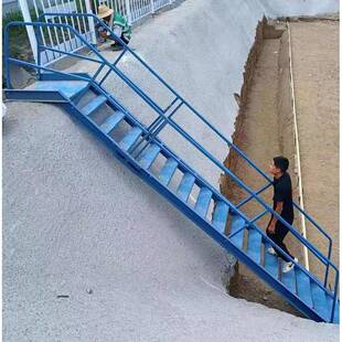 深基坑爬梯斜梯安全施工基坑爬梯双侧带扶手桥梁基坑斜梯