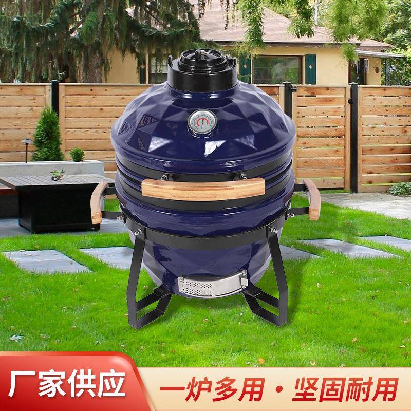 15英寸户外烧烤炉bbq烟熏炉陶瓷焖烤炉美式披萨庭院木炭炉