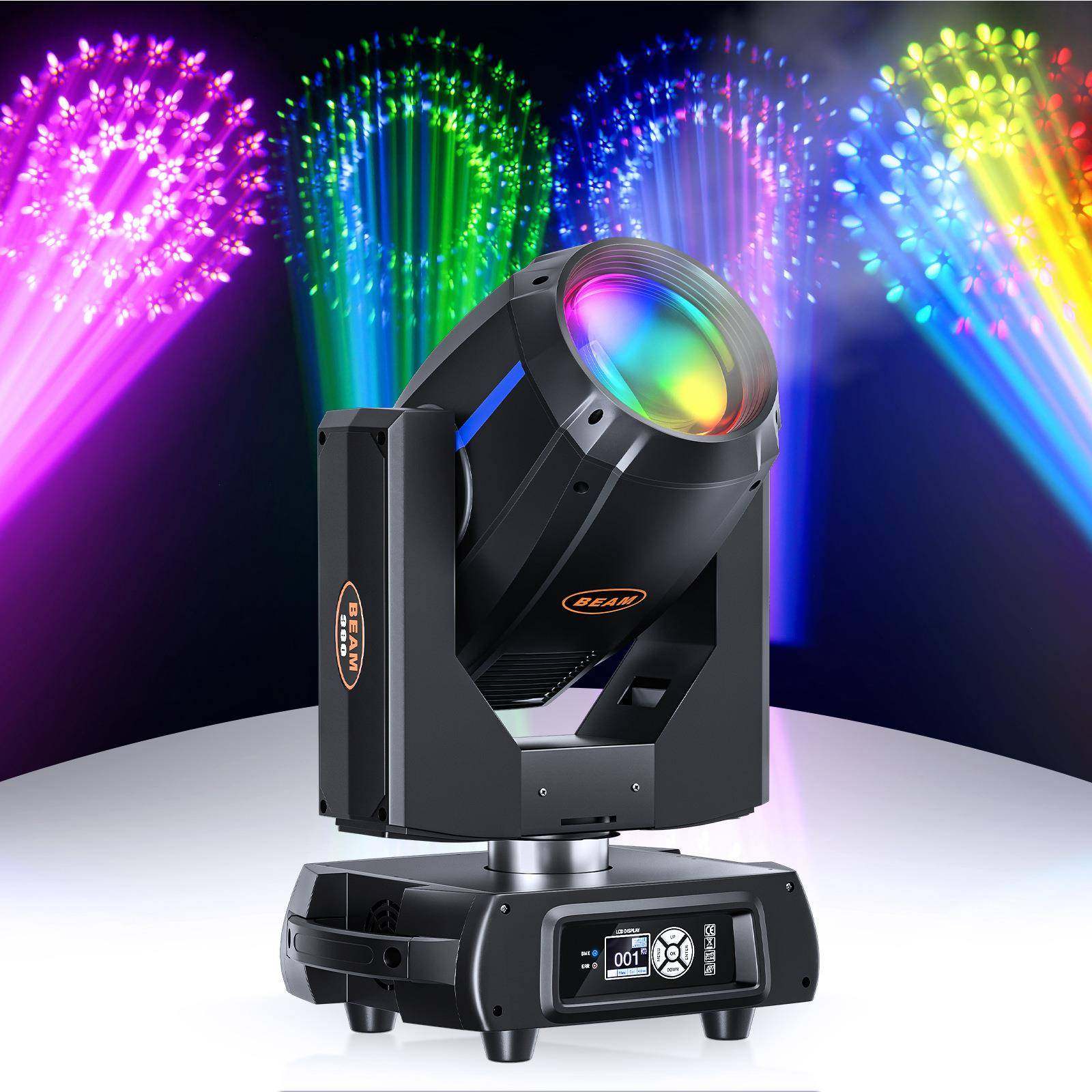 380W光束摇头灯七彩旋转图案氛围灯酒吧KTV婚庆演出晚会舞台灯光