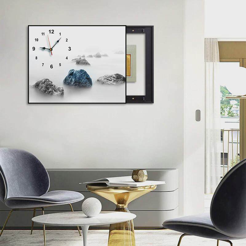 电表箱装饰画遮挡箱带钟表欧式壁画现代简约配电箱免打孔创意挂画