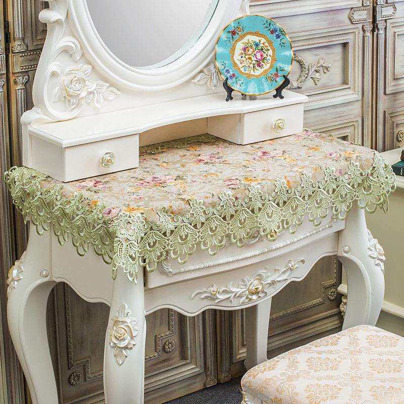 绿色田园梳妆台布欧式蕾丝电视柜盖布布艺防尘盖巾化妆台盖布罩子