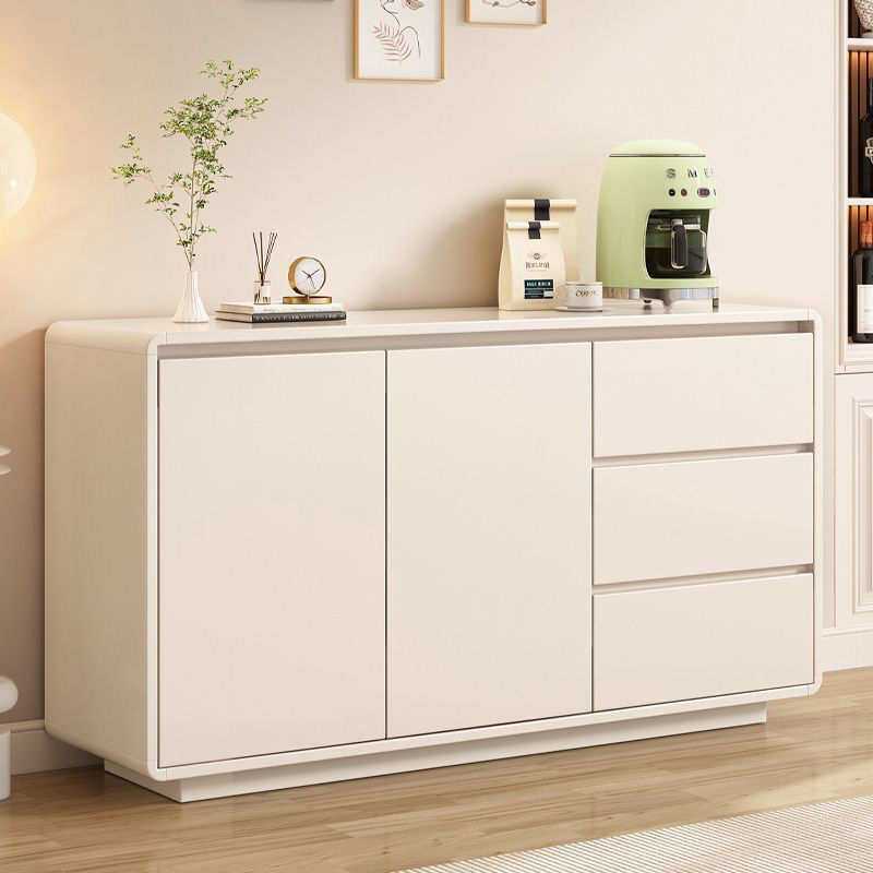 实木餐边柜家用客厅靠墙一体加厚储物柜简约奶油风可订储物斗柜子