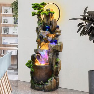 办公室招财流水摆件循环水客厅假山隔断装饰屏风阳台造景鱼缸喷泉