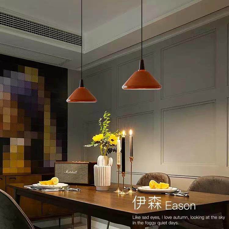 全光谱高显中古风橙色橘色双子吊灯北欧餐厅书房设计师复古灯具