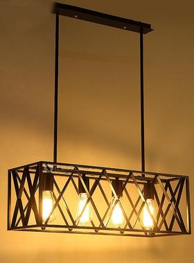 北欧复古工业风黑色铁艺灯客厅吊灯创意个性美式乡村LED灯具灯饰