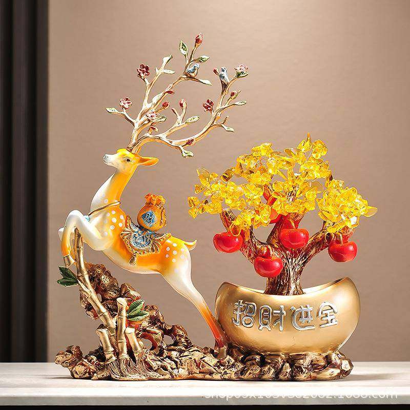 新中式高颜值麋鹿摆件带元宝盆老板办公桌面家居电视柜玄关装饰品,畜牧/养殖物资,畜牧/养殖器械,淘宝优惠券,粉丝福利购,淘宝优惠卷