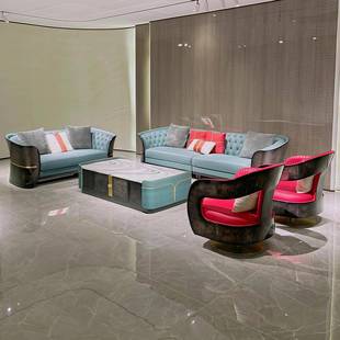 意式轻奢头层真皮拉扣沙发高端别墅豪宅大小户型客厅宾利沙发家具