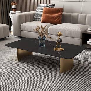 意式轻奢岩板茶几简约现代客厅长方形复古创意设计师家具独特造型