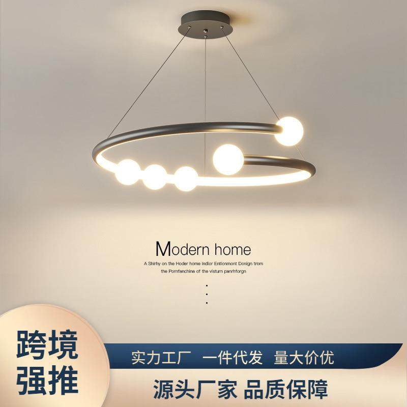 意式极简轻奢异形线条客厅吊灯北欧设计师样板房新款卧室圆环主灯