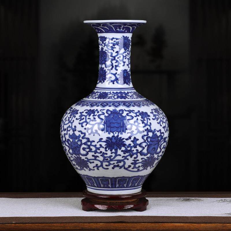 景德镇陶瓷器花瓶插花摆件青花瓷仿古中式家居客厅博古架小装饰品