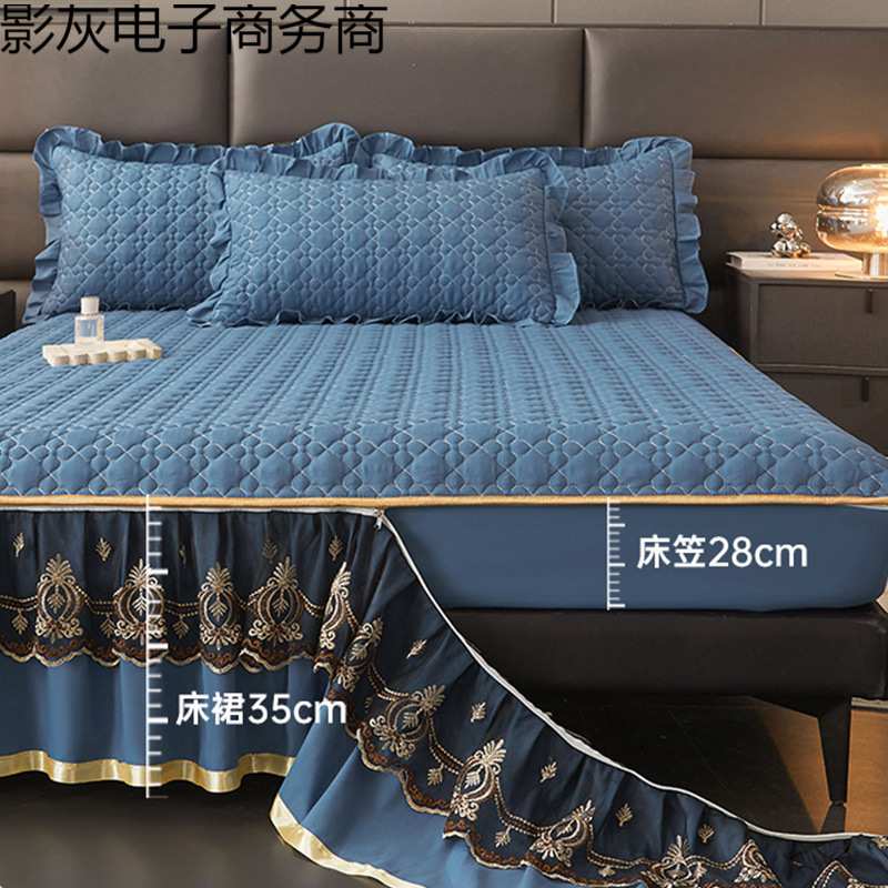 高档床笠床裙二合一夹棉单件床套防滑床垫保护套可机洗床罩三件套