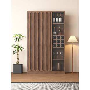 新款2026酒柜客厅实木靠墙展示柜家用复古新玻璃门收纳储物柜