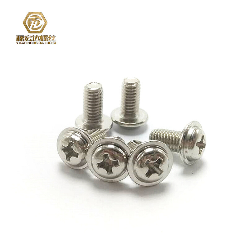 PWM镀镍十字槽圆头带介机牙螺钉盘头带垫机丝电子螺丝M3.5M4M5M6