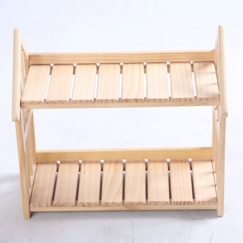 愉木缘双层置物架 实木收纳架 卧室办公桌面书架 厨房收纳架包邮