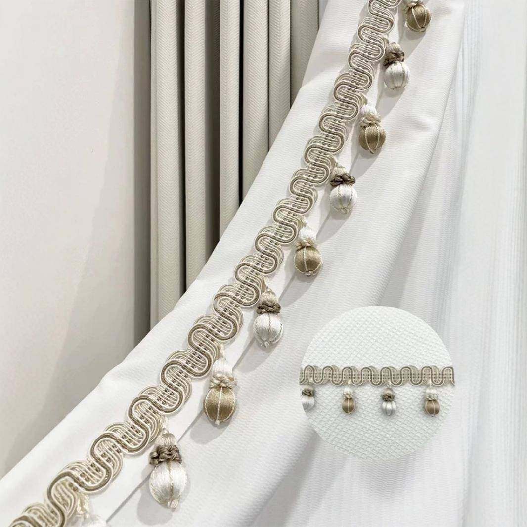 轻纺城窗帘花边辅料蕾丝美式流苏帘头装饰轻奢镶边高端穗子拼接