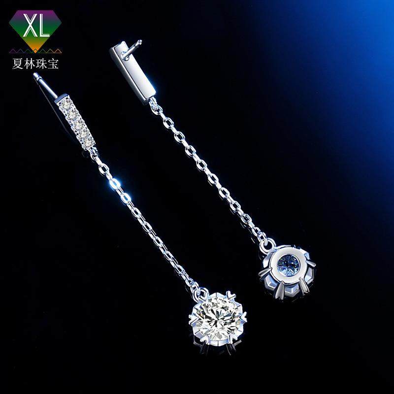 2023雪花莫桑石流苏耳坠爱心6爪50分/1克拉银镀金莫桑钻长款耳线,电子元器件市场,其它元器件,淘宝优惠券,粉丝福利购,淘宝优惠卷