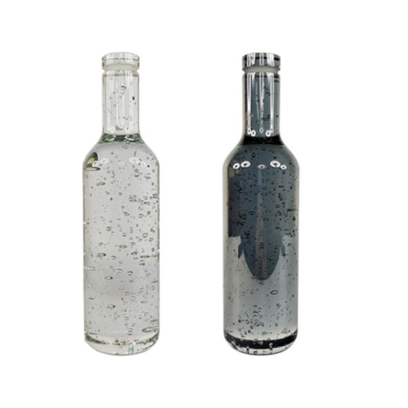 气泡酒瓶烟灰色水晶几何体气泡酒瓶设现代简约轻奢样板房软装饰品