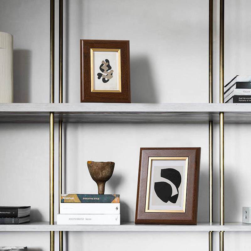 复古实木相框6寸7寸办公室桌面装饰品摆件床头柜欧式家居软装摆台