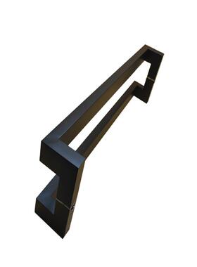 ZQ现代简约玻璃木移推拉大门把手不锈钢有框方管双弯亚黑色拉手