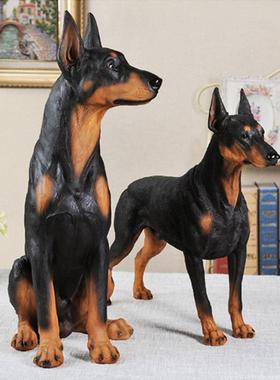 杜宾犬彷真狗摆件树脂工艺品创意软装家居客厅装饰品宠物模型雕塑