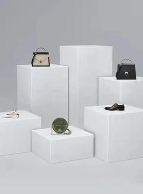 儿童摄影道具广场矩形几何静物拍摄阶段产品照片木码头平台白色广