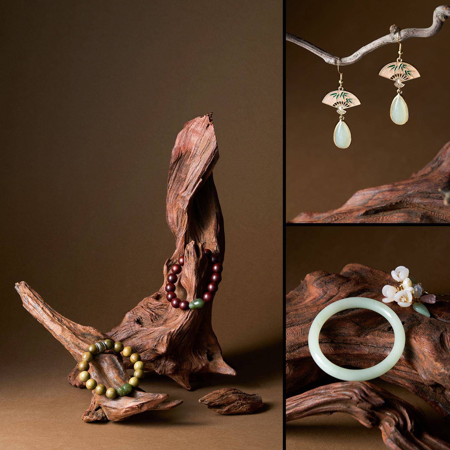 新中式沉木造景枯木拍照道具中国风首饰静物摄影树枝木头装饰摆饰