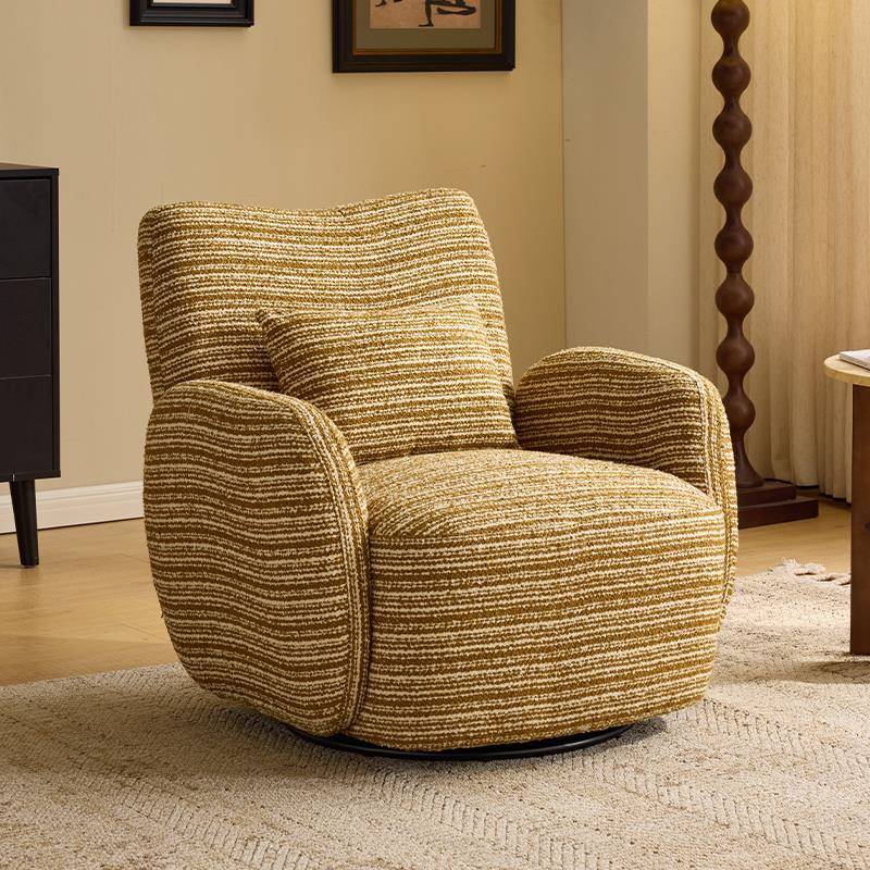 法式覆古奶油风贝拉沙发家用客厅卧室现代简约休闲 单人旋转沙发