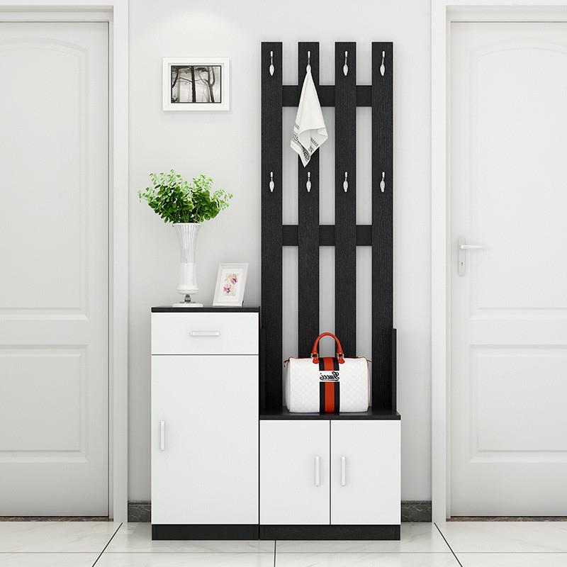 入户门鞋柜带挂衣架一体落地客厅家用进门玄关门收纳置物架衣帽架