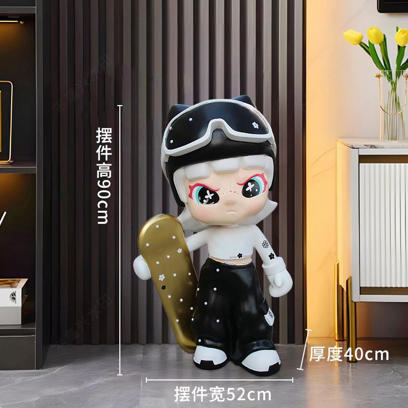 新款滑雪女孩落地潮玩模型可爱摆件女生礼物乔迁开 业摆件新家装