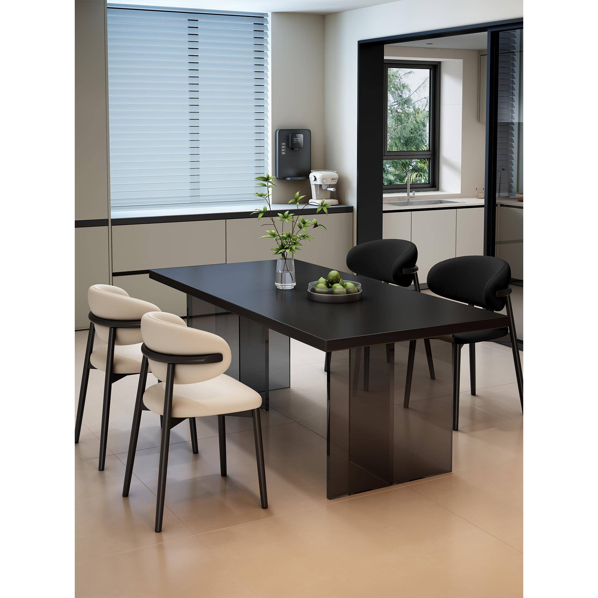 岩板餐桌椅2025新款家用现代简约悬浮感亚克力长方形办公吃饭桌子