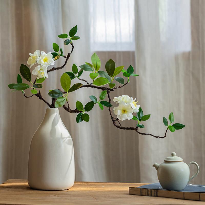 彷真绿色植物海棠花彷真花假花摆设客厅餐桌装饰永生花束桌面插花