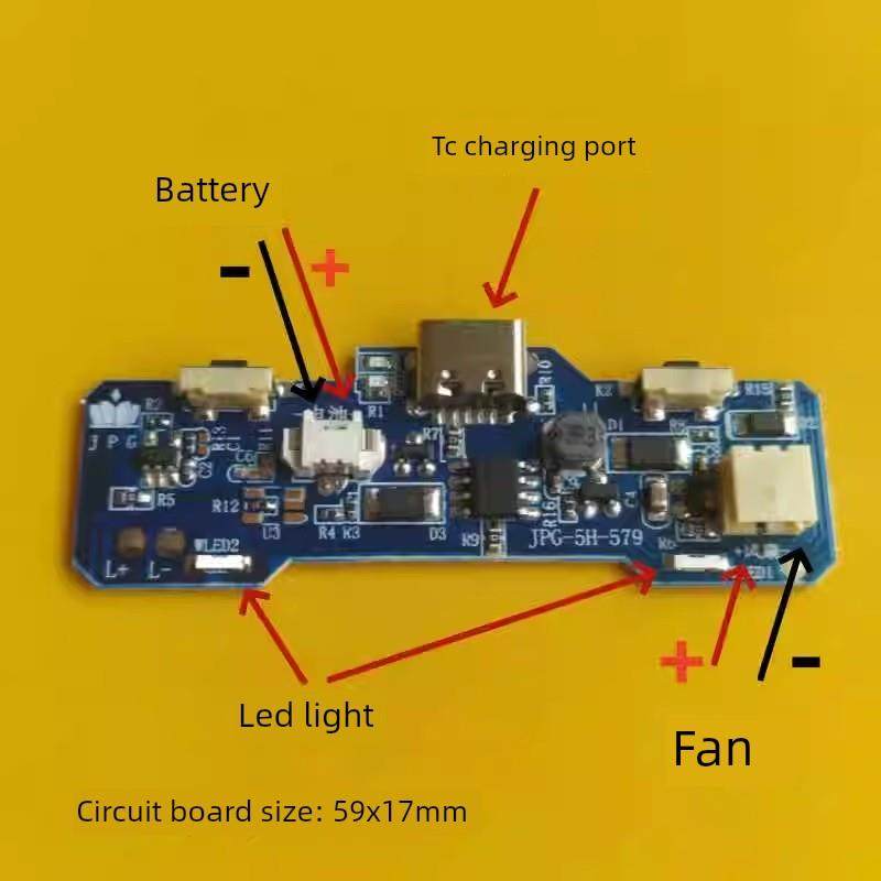 台式夹子小风扇电路板大小插口五档USB口TC主控制线路配件带灯5-3
