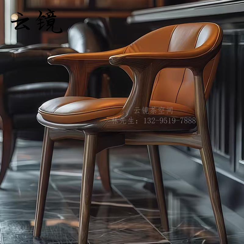 设计师款北美黑胡桃木餐椅靠背椅现代实木书桌椅茶椅高端家具定制