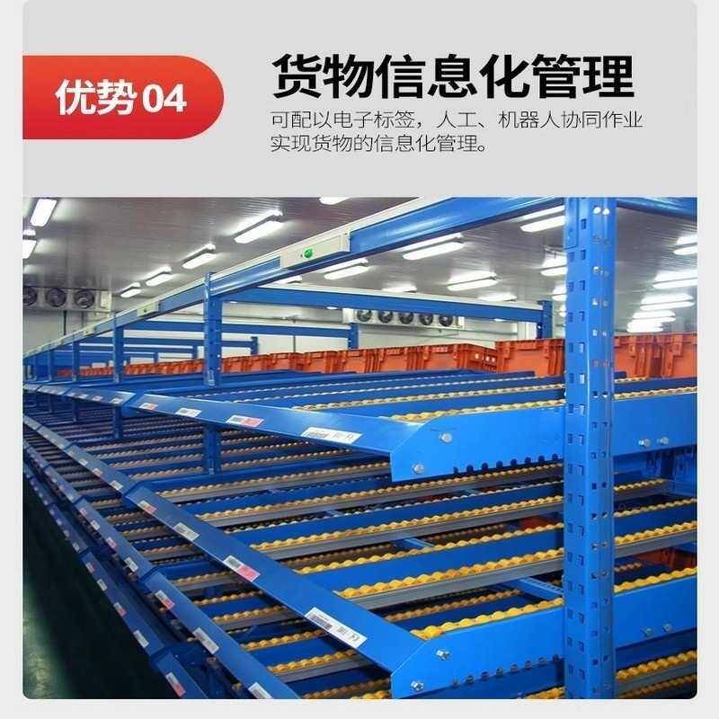 内蒙古鄂尔多斯车间重力式流利货架仓库分拣先进先出滑道线棒式重