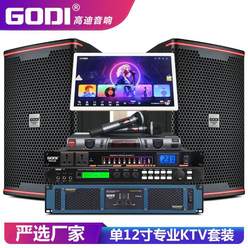 GODI单12寸专业舞台KTV音响家庭卡拉OK酒吧音箱套装点歌机全套