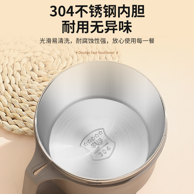 304不锈钢保温饭盒大容量饭缸成人工作碗便当盒快餐杯食堂打饭碗