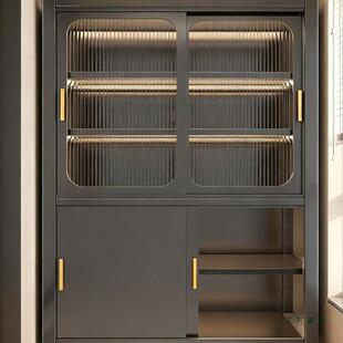 钢制阳台储物柜多功能杂物置物架家用推拉门收纳柜一体靠墙落地柜