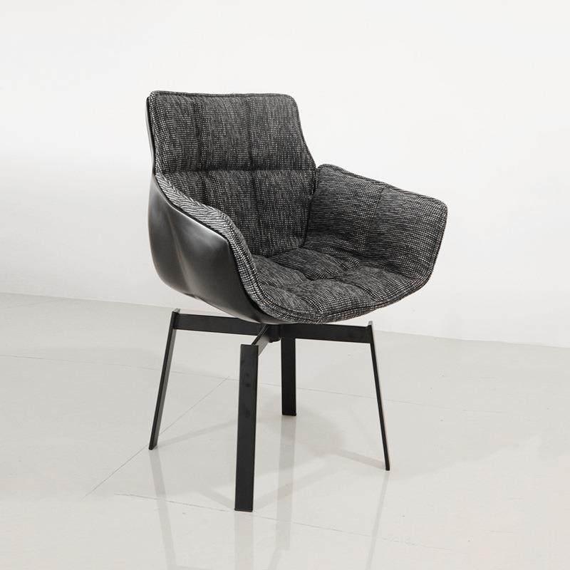 意式极简单人沙发椅设计师旋转休闲稻壳椅小户型客厅餐厅靠背餐椅